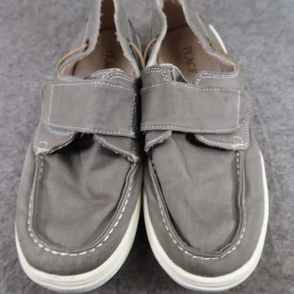 The Childrens Place Shoes Boys 6 Casual Chambray Boat Sneaker Grey Easy On Strap